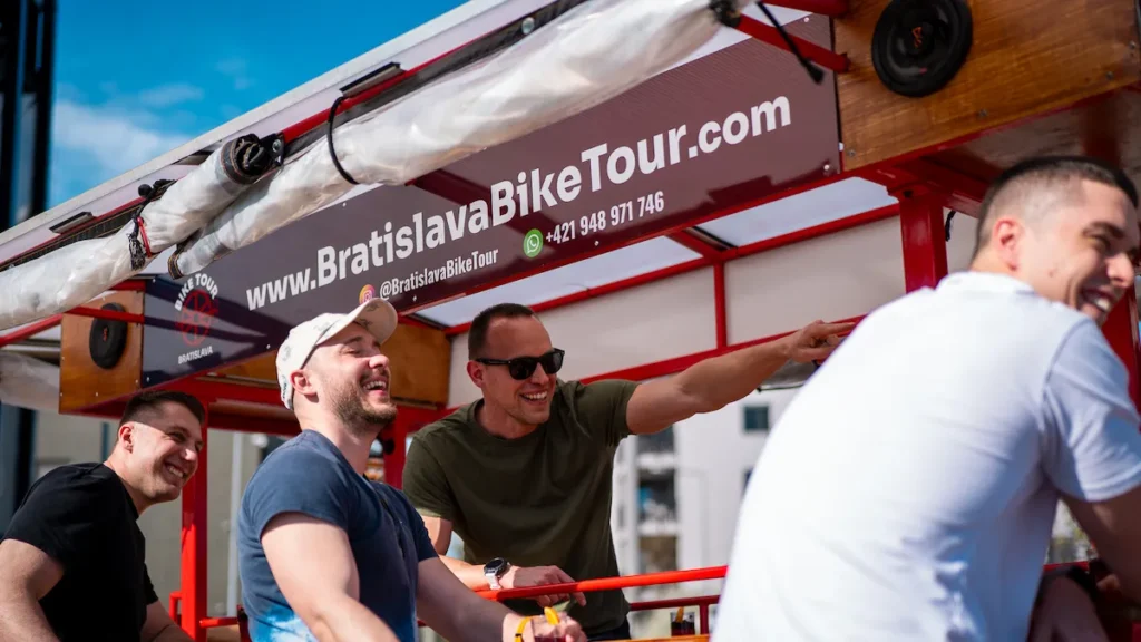 Participants enjoying a group ride on Bratislava Bike Tour in Bratislava